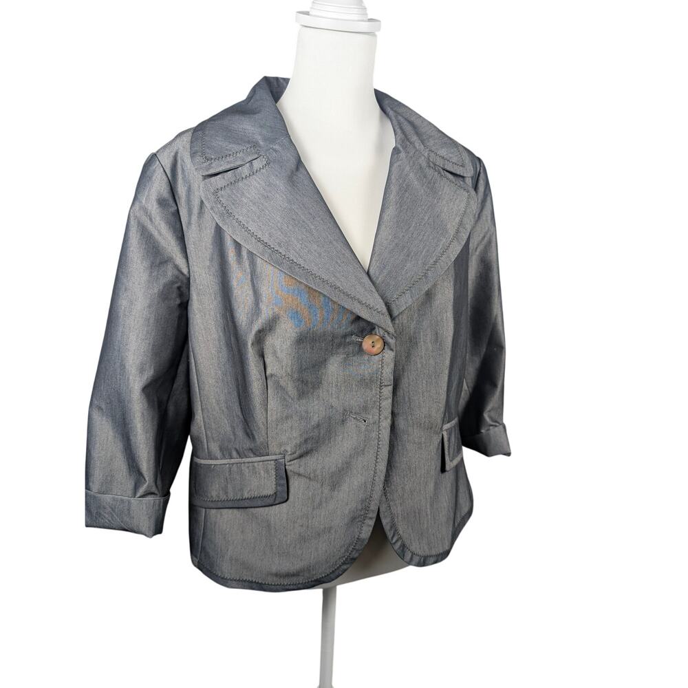 Nygard Collection Gray Suit Coat Blazer Opal Button Classic Size 16 Career - Picture 2 of 8